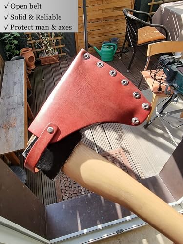 Leather Axe Head Cover with Belt Loops - Durable Cowhide Outdoor Tool Protector