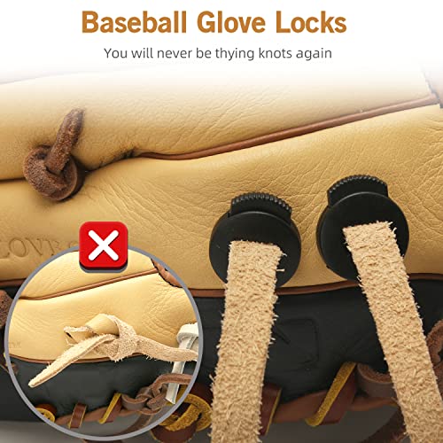 Baseball Glove Lace Locks - 8 Pack, Strong Elasticity, Black