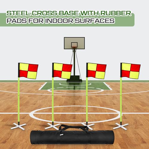 Soccer Corner Flags Set - 5ft Agility Poles with Steel Bases