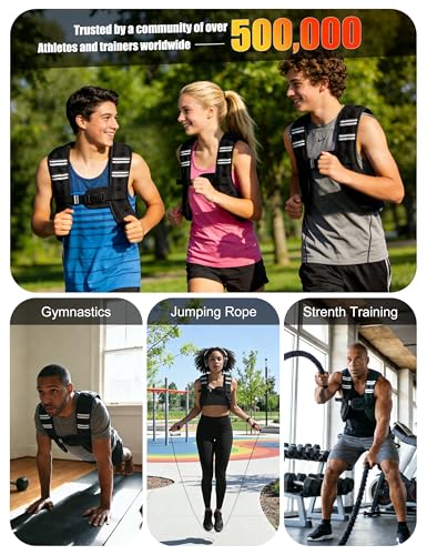 Weighted Vest for Men, Women & Kids - 12 lbs Black - Adjustable for Running, Training, Walking