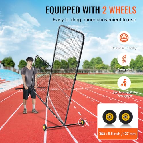 Baseball & Softball Batting Screen - 7x7 ft L-Shape with Wheels