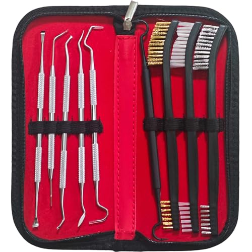 9-Piece Gun Cleaning Brushes and Picks Set - Stainless Steel & Nylon