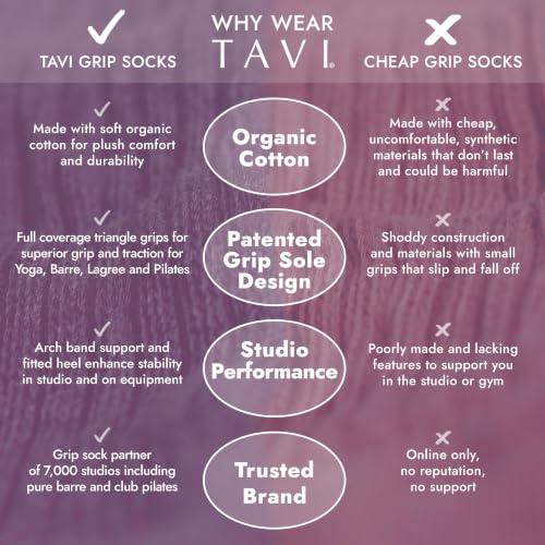 TAVI Chloe Pilates Socks with Grips for Women - Small Ebony