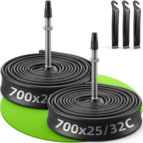 Beaurgirew 2-Pack 700C Bicycle Tubes 25/32C, FV 60mm Presta Valve