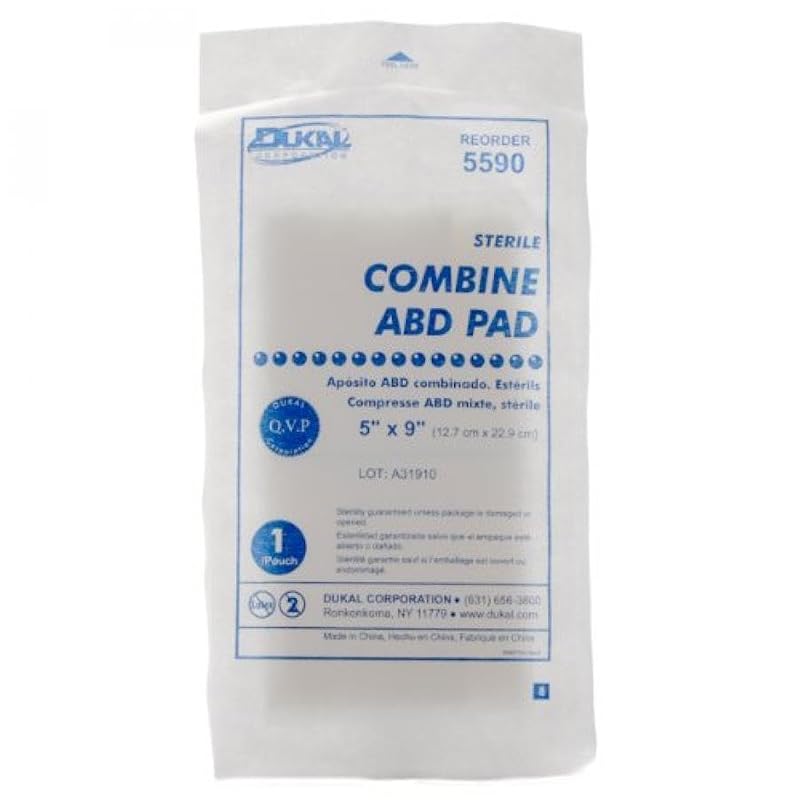 5" x 9" Sterile ABD Pad - Highly Absorbent Dressing, 1 Count