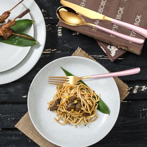 MURRI&MURRDI Travel Stainless Steel Flatware Set 3-Piece Pink Gold Case