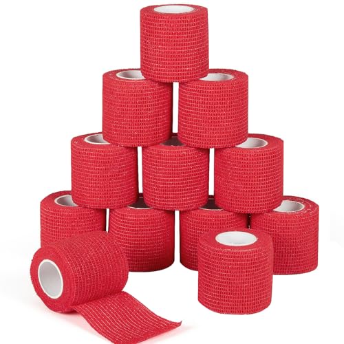 12Pcs 2”x 5 Yards Self Adhesive Bandage Wrap Elastic Adherent