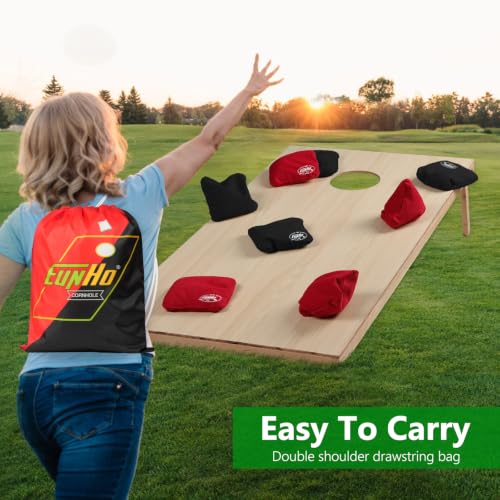 EunHo Professional Cornhole Bags Set of 8 - Dual-Sided Slick & Stick, Red/Black