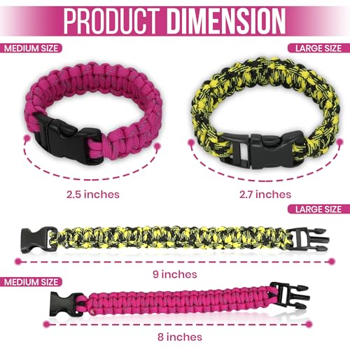 Paracord Survival Bracelets - 12-Pack with Quick-Release Clips