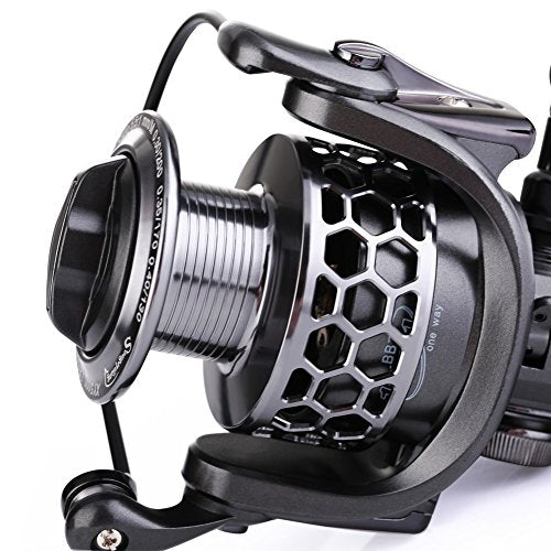 Sougayilang Spinning Fishing Reel 13+1BB Ultra Smooth Aluminum Handle - Silver/Black