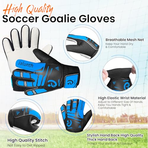 Goalkeeper Gloves for Kids - Size 6 Blue, Anti-Skid Latex