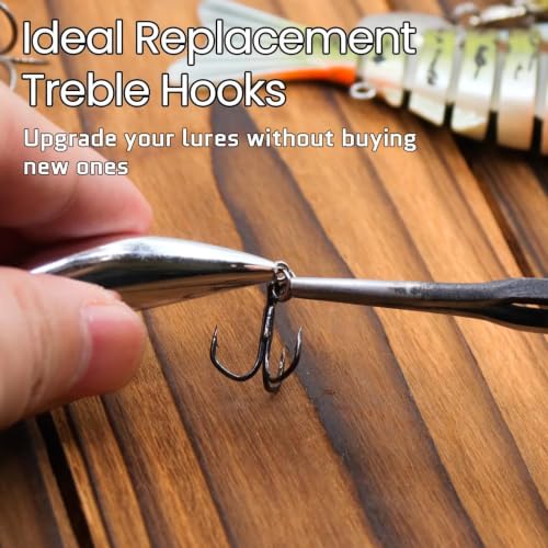 Treble Fishing Hooks - #16, 25pcs Black Replacement Hooks