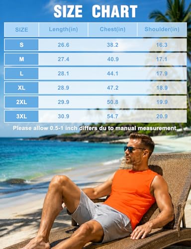 Men's Workout Sleeveless Tank Top Neon Orange X-Large Quick Dry Athletic Gym Shirt