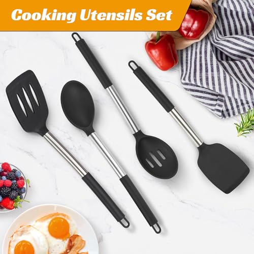 Silicone Kitchen Utensils Set, 4-Piece BPA Free Spatula & Spoon Nonstick Safe