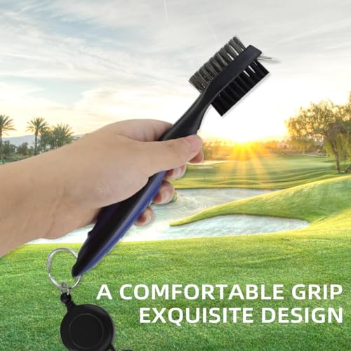 Retractable Golf Club Cleaning Brush with Carabiner - 3-in-1 Tool