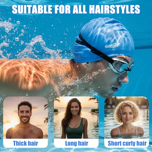 High Elasticity Swim Cap - Breathable Hair Protection - Blue Medium