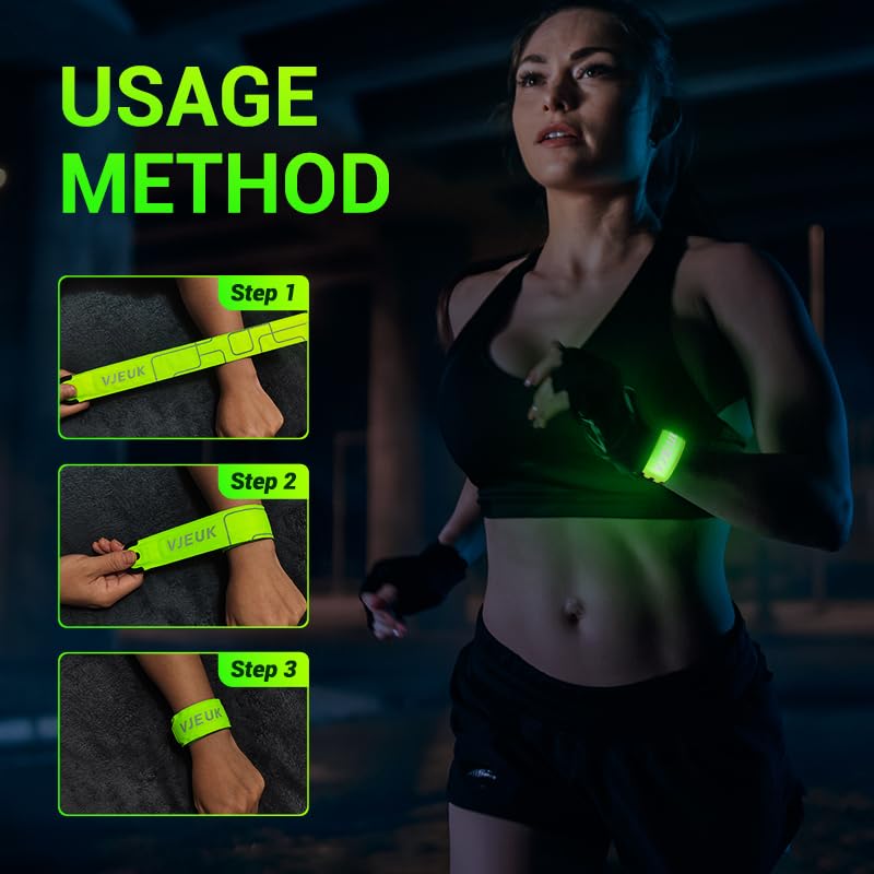 LED Armband Running Lights - Rechargeable & Reflective Safety Gear