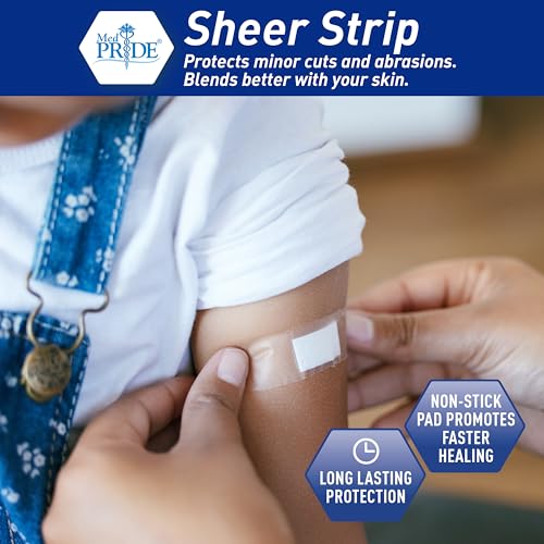 Sheer Adhesive Bandages for Sensitive Skin, Sterile 1" x 3" - 100 Count