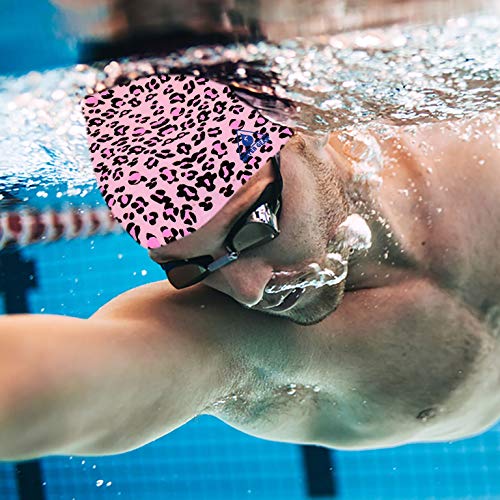 Silicone Adult Swim Cap - Pink Cheetah Design