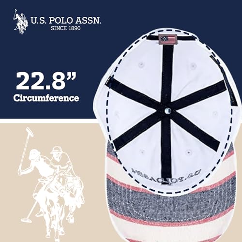 U.S. Polo ASSN. Unisex White Baseball Cap Adjustable Dad Hat 100% Cotton