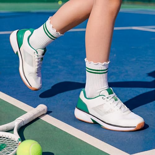 Stelle Kids Cotton Ruffle Athletic Ankle Socks 3-5 Pairs, 7-12 Years, Striped