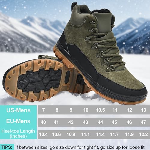 Wondamo Men’s Snow Boots Green/Black 12 Lightweight Waterproof Winter Boots