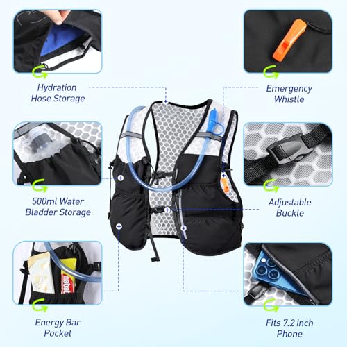 AGPTEK Hydration Running Vest with 2L Bladder — Lightweight Adjustable Hydration Pack for Men & Women