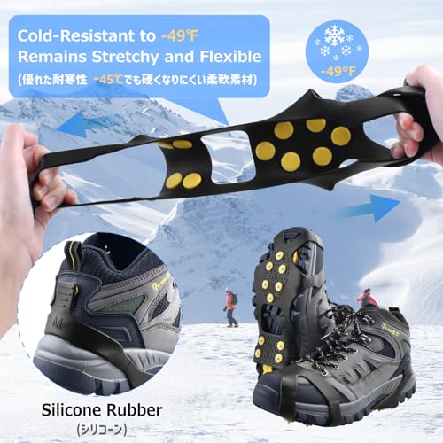 Ice Cleat Spikes Crampons with 10 Steel Studs - Size M