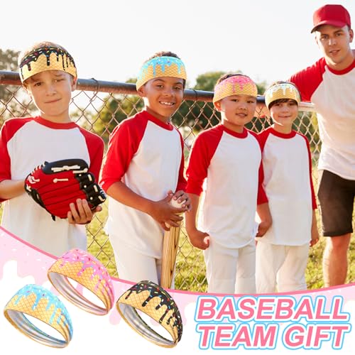 Suncalla 12 Pcs Ice Cream Youth Baseball Headbands - Team Gift & Sports Accessory