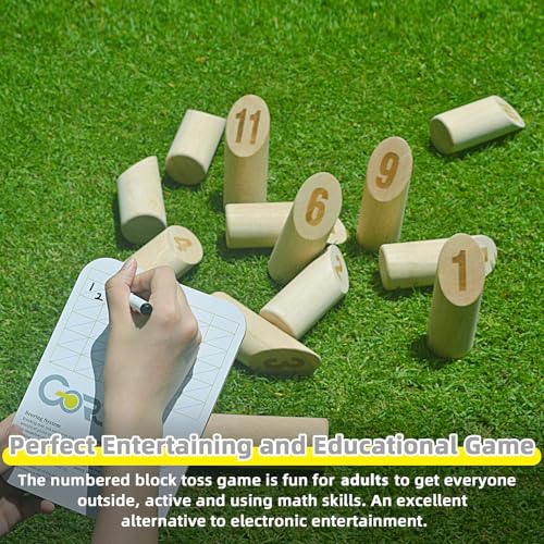 Gorock Numbered Block Toss Game Set for Outside Adults & Family