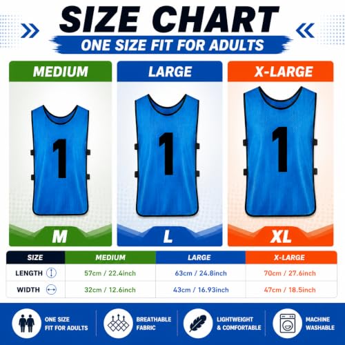 24 Pcs Soccer Pinnies Vests with Elastic Belts for Practice