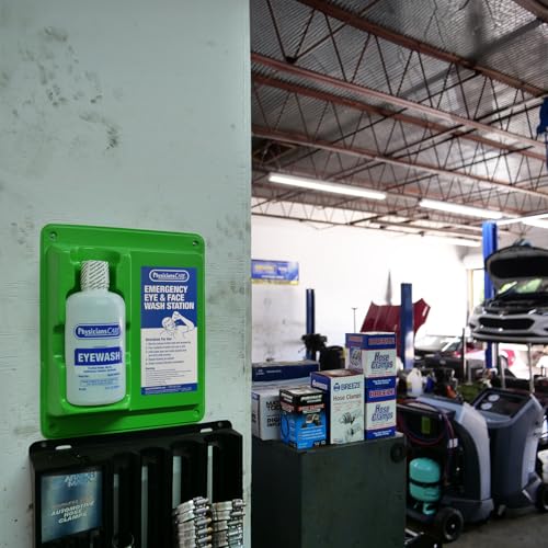 PhysiciansCare Wall-Mountable Eyewash Station with Single Bottle of Eye Wash Solution, 16 oz