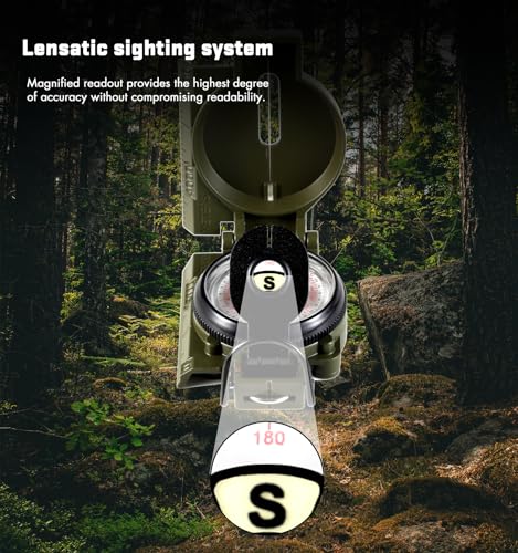 Multifunctional Military Navigation Compass with Inclinometer - Waterproof & Impact Resistant for Hiking and Camping