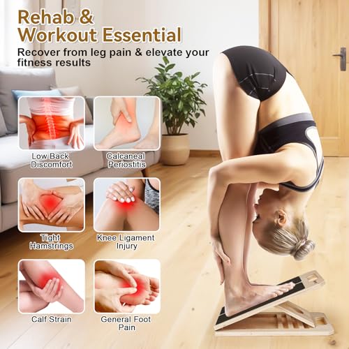 Calf Stretch Board with Resistance Bands - Adjustable Slant Board
