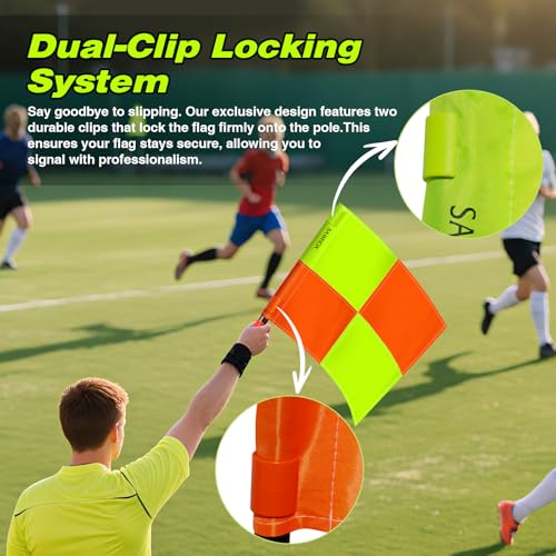 Soccer Referee Flags 2PCS Kit with Detachable Poles & Rubber Handles