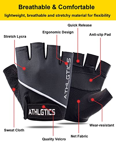 Workout Gloves for Men & Women - Full Palm Protection, Large, Black
