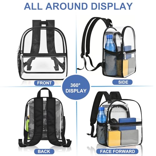 Clear Stadium Backpack - Heavy Duty Mini Bag with Front Pocket