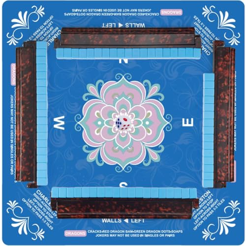 Czyminrout Tortoise Shell Mahjong Racks with Pushers Set of 4, 17.5 Inch Acrylic Tile Holders for American Mahjong
