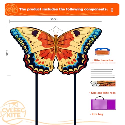 CVLEEC KITE A-Ukiyo-e Butterfly Kite for Kids & Adults, Easy to Fly, 60in Wingspan