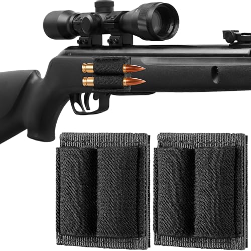 Tactical Shotgun Shell Holder - 2 Pack Buttstock Carrier - Black-2 Round