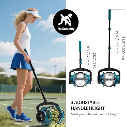 Tennis Ball Collector Roller with Adjustable Handle - Holds 20+ Balls