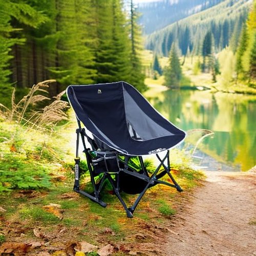 GCI Outdoor Pod Rocker - Collapsible Rocking Chair for Camping - Indigo Blue Color