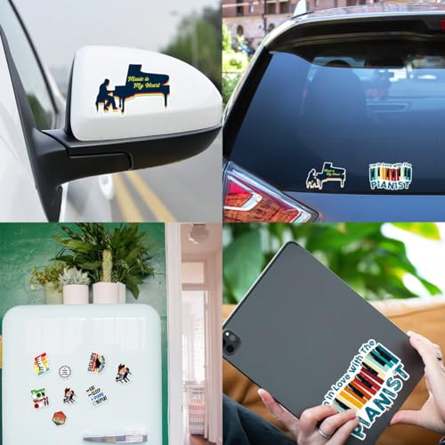 Piano Sticker Pack 32 pcs 5 Sheets Waterproof Vinyl Stickers Musical Instrument Decal for Water Bottles Laptop Skateboard Car Windows Gift for Adults Boys Girls