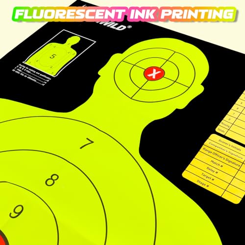Silhouette Shooting Targets 23x35 Inch - 5 Pack Fluorescent Multi Color