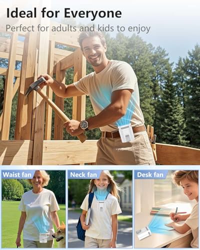 Portable Waist Fan - 4-Speed Clip-On Neck Fan - Off-White