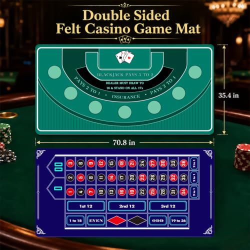 4-in-1 Casino Game Set with 16'' Roulette Wheel & Poker Kit