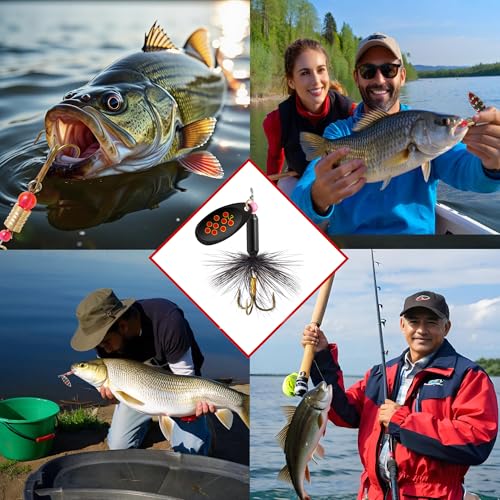 10-Piece Inline Spinner Fishing Lure Set with Tackle Box