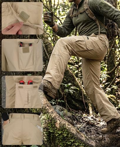 Men's Khaki Cargo Pants 34W x 30L Stretch Ripstop Work & Hiking Pants
