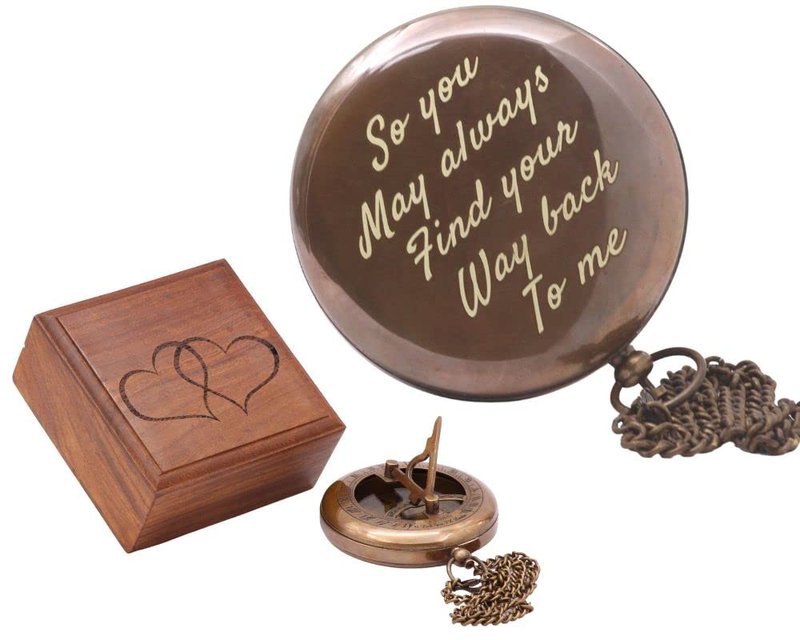 So You Can Always Find Your Way Back Home, Brass Compass Personalized Engraved Romentic Gifts for Men