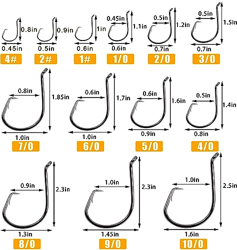 Saltwater Circle Hooks - 2X Strong Black Nickel Fishing Hooks - #4, 100pcs